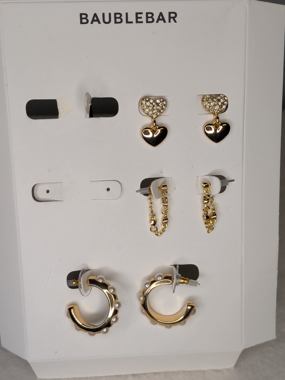BaubleBar Goldtone & Faux Pearl Multi-Pair Earring Set - Hearts, Chains & Hoops